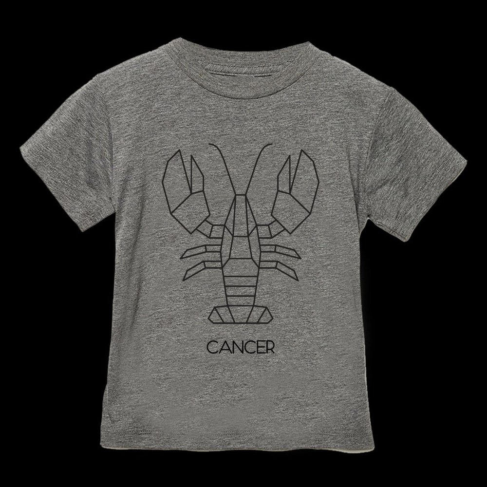 Toddler Zodiac T-shirt - Cancer -Charcoal 2T-5T